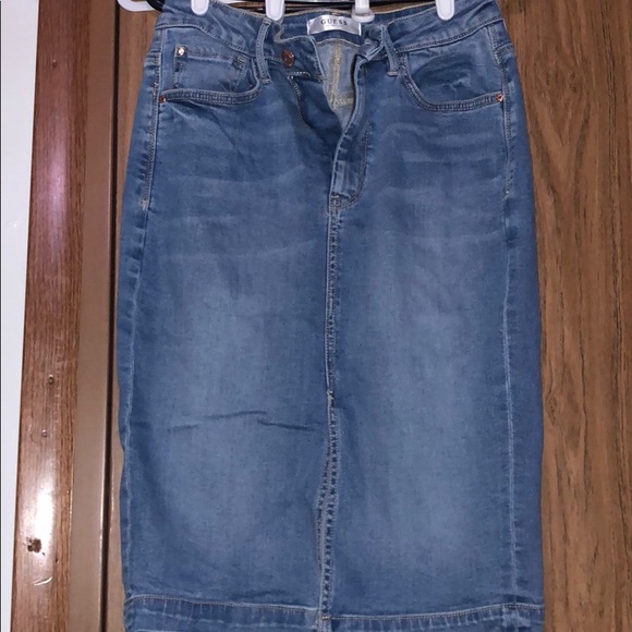 guess denim pencil skirt